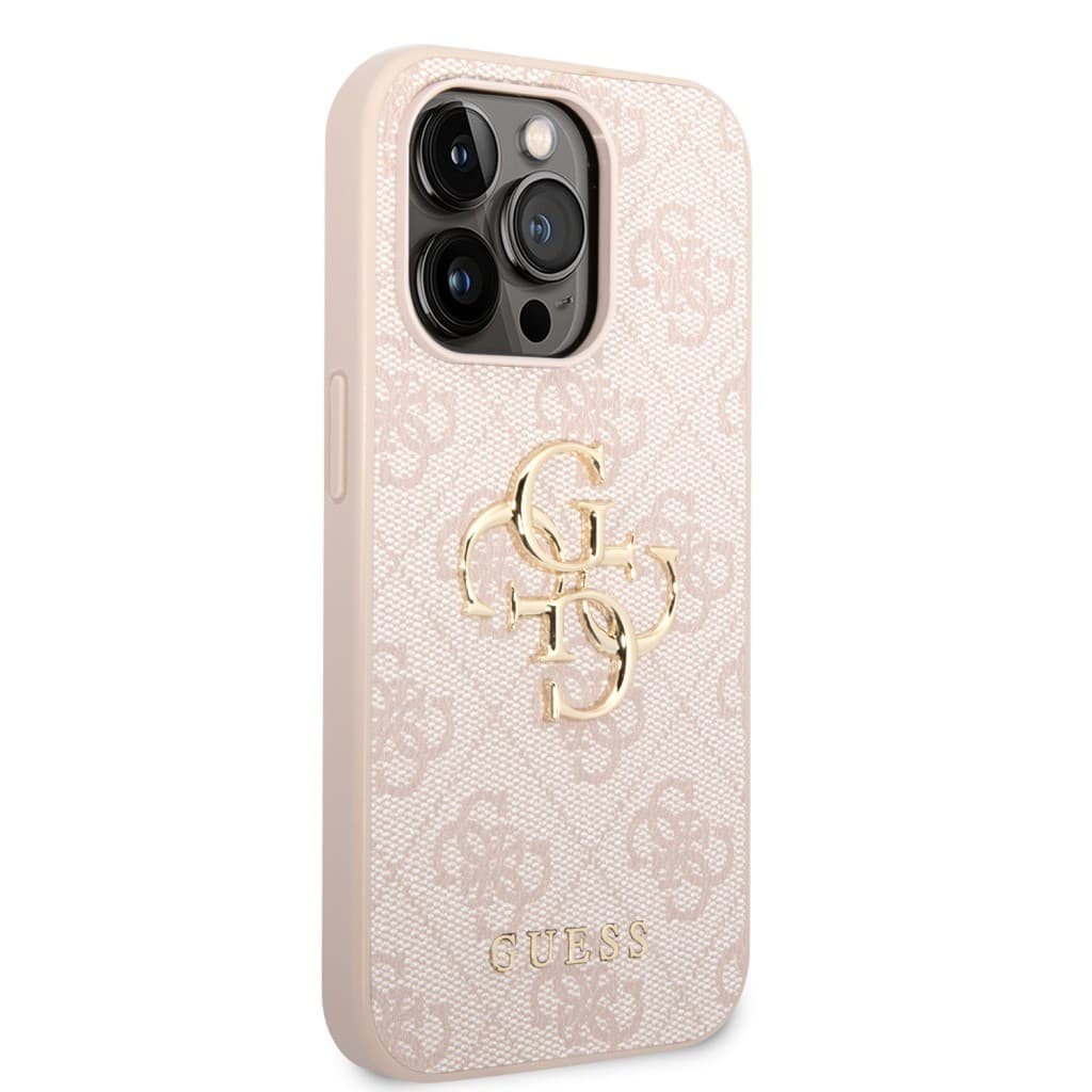 Guess PU 4G Metal Logo Zadní Kryt pro iPhone 15 Pro Max Pink - náhled 4