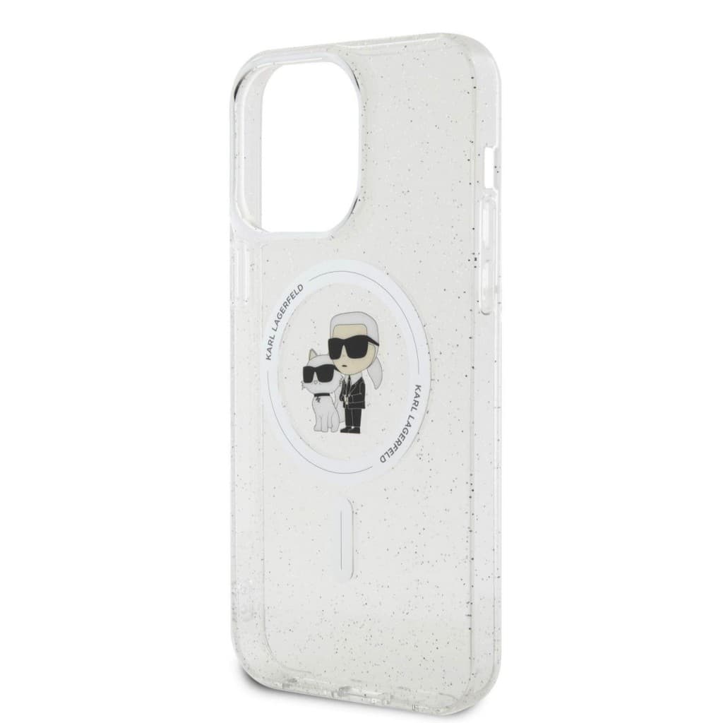 Karl Lagerfeld IML Glitter Karl and Choupette MagSafe Zadní Kryt pro iPhone 15 Pro Max Transparent - náhled 4