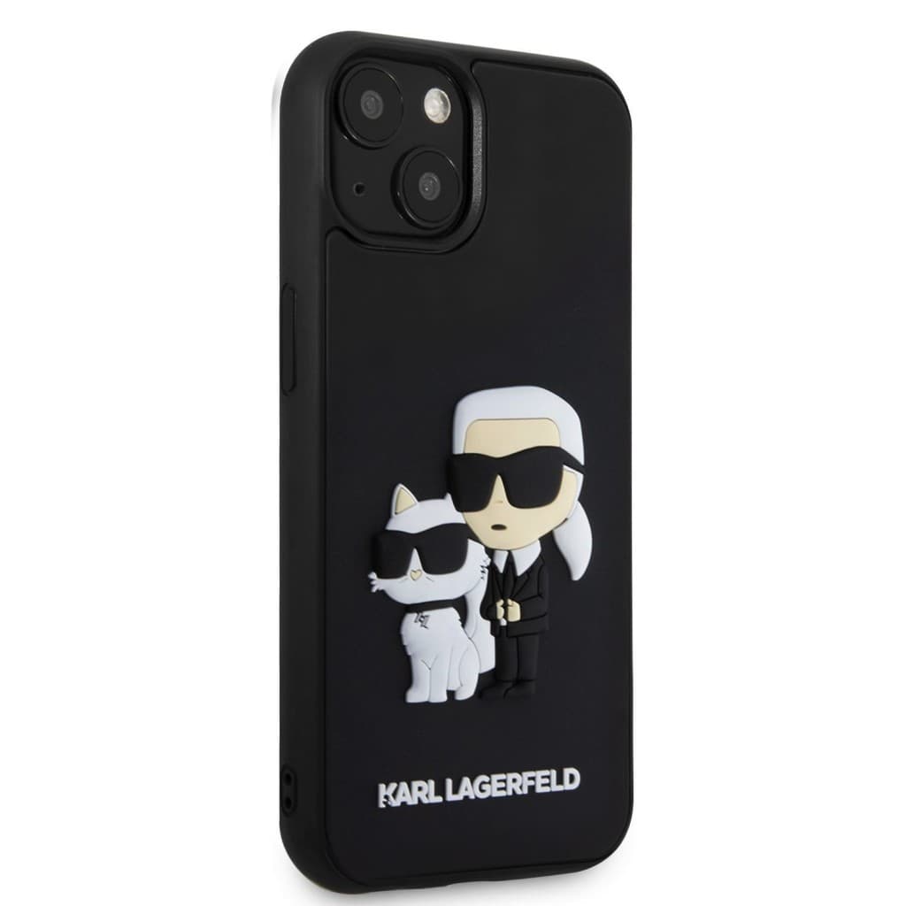 Karl Lagerfeld 3D Rubber Karl and Choupette Zadní Kryt pro iPhone 13 Black - náhled 4