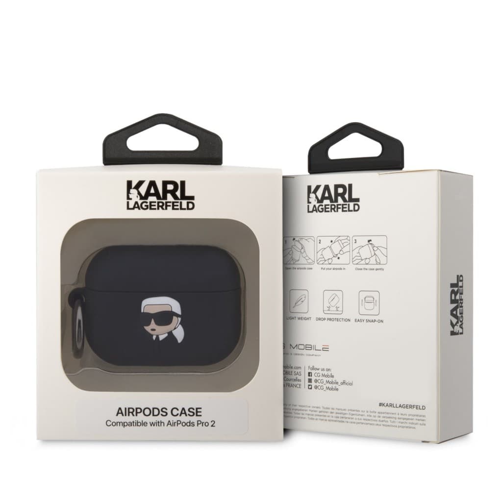 Karl Lagerfeld 3D Logo NFT Karl Head Silikonové Pouzdro pro Airpods Pro 2 Black - náhled 4