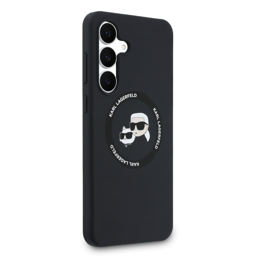 Zadní kryt Karl Lagerfeld Liquid Silicone K&amp;CH Heads MagSafe pro Samsung Galaxy S25 FE Black - náhled 4