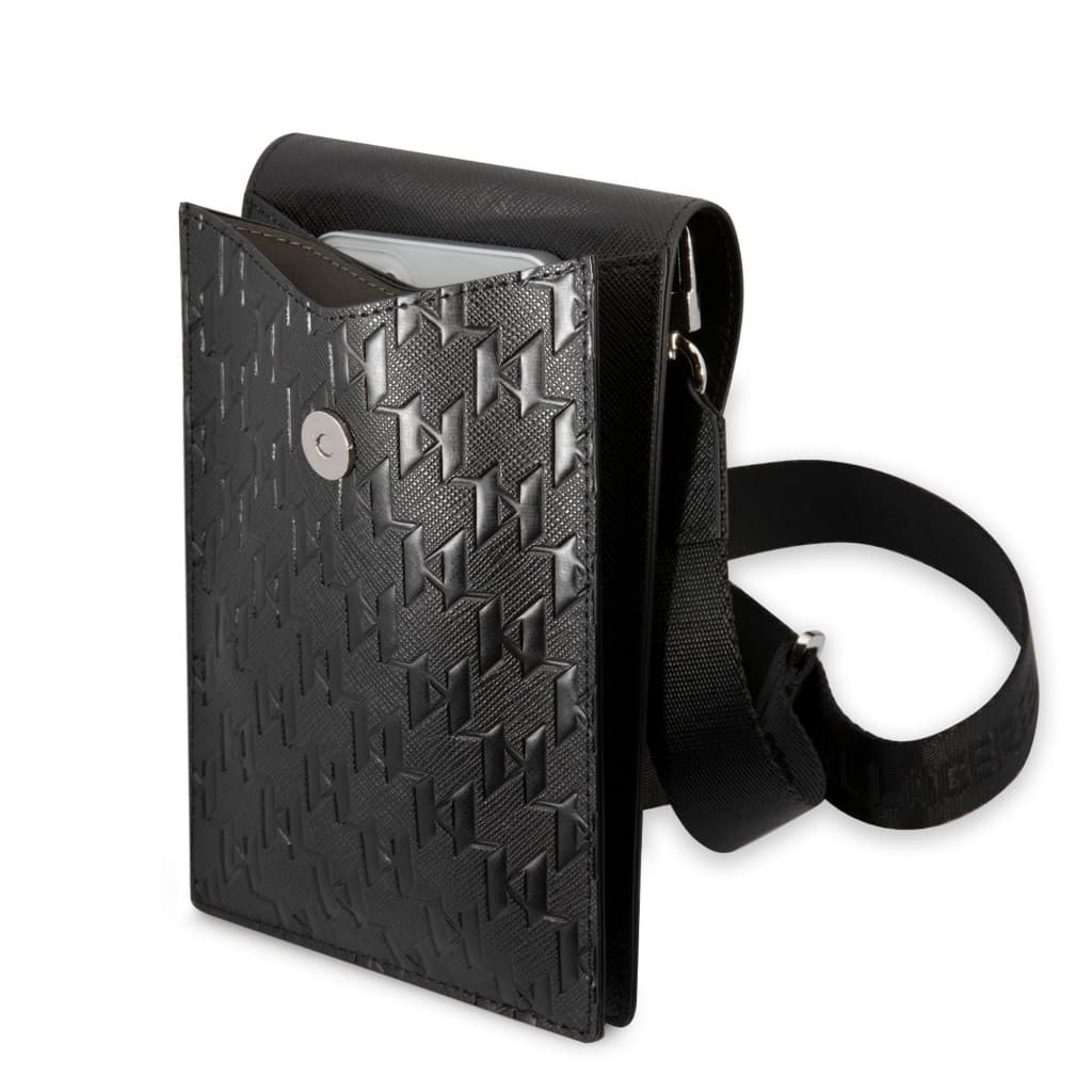 Karl Lagerfeld Saffiano Monogram Wallet Phone Bag Black - náhled 4
