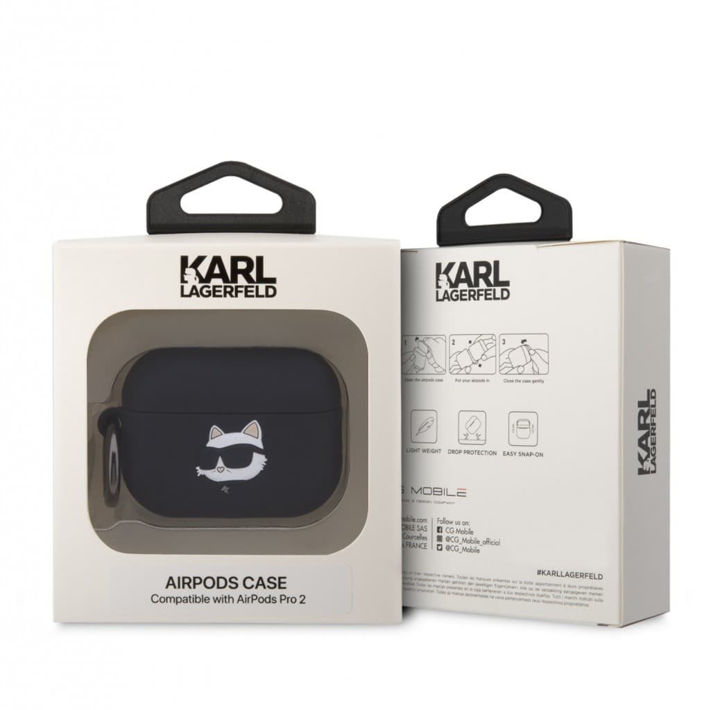 Karl Lagerfeld 3D Logo NFT Choupette Head Silikonové Pouzdro pro Airpods Pro 2 Black - náhled 4