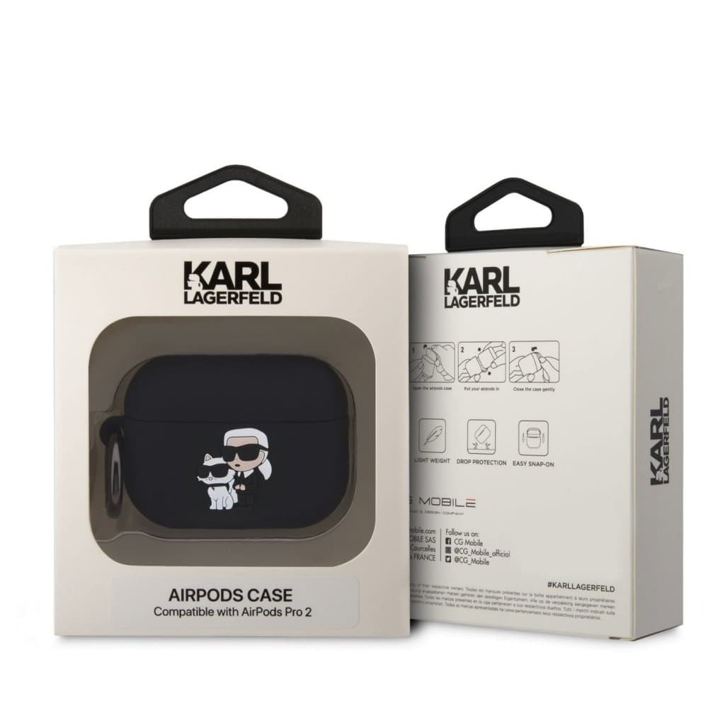 Karl Lagerfeld 3D Logo NFT Karl and Choupette Silikonové Pouzdro pro AirPods Pro 2 Black - náhled 4