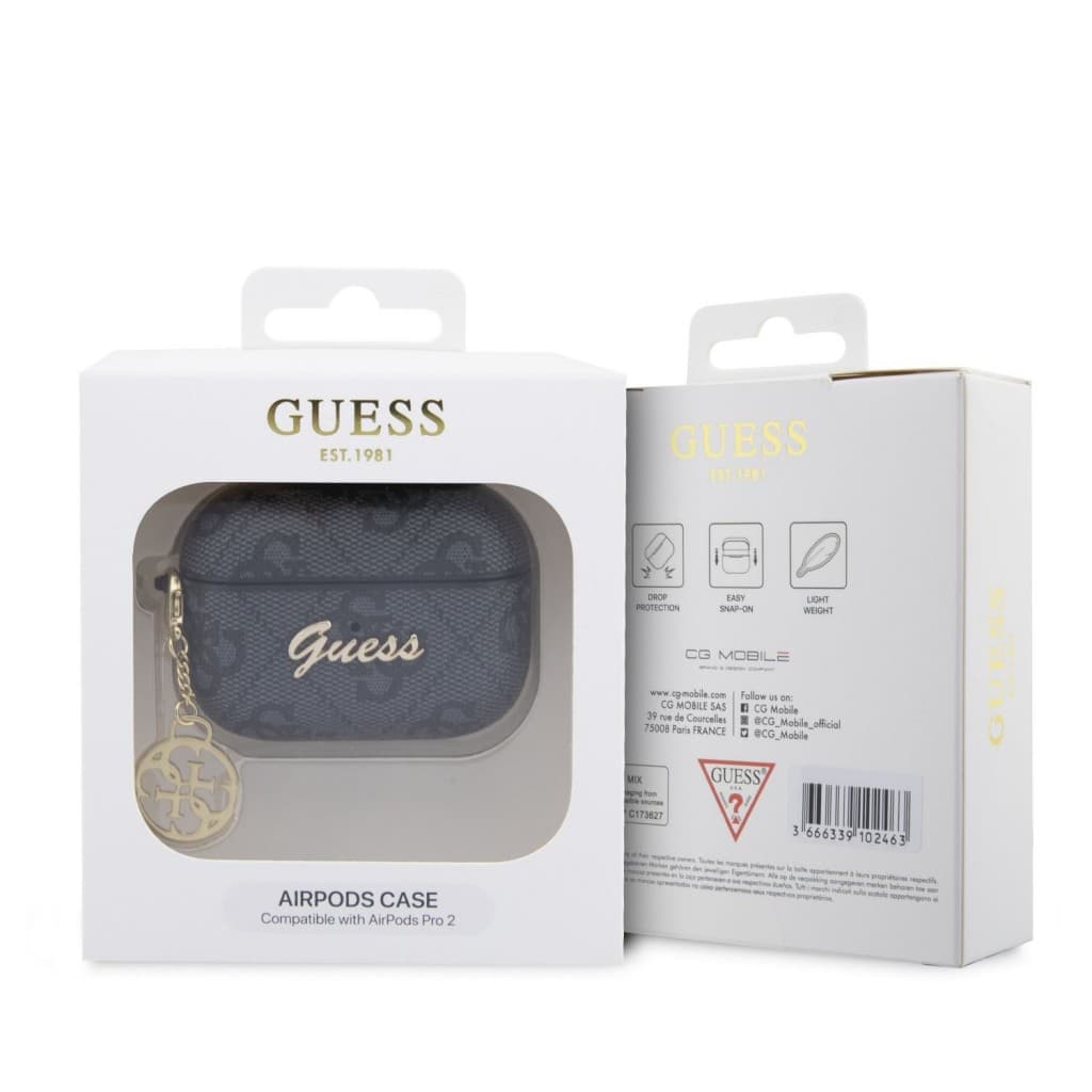 Pouzdro Guess 4G Script Charms PC/PU pro Airpods Pro 2 Black - náhled 4