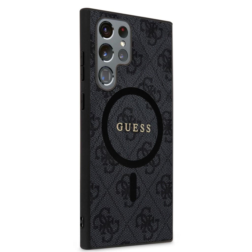 Guess PU Leather 4G Colored Ring MagSafe Zadní Kryt pro Samsung Galaxy S24 Ultra Black - náhled 4