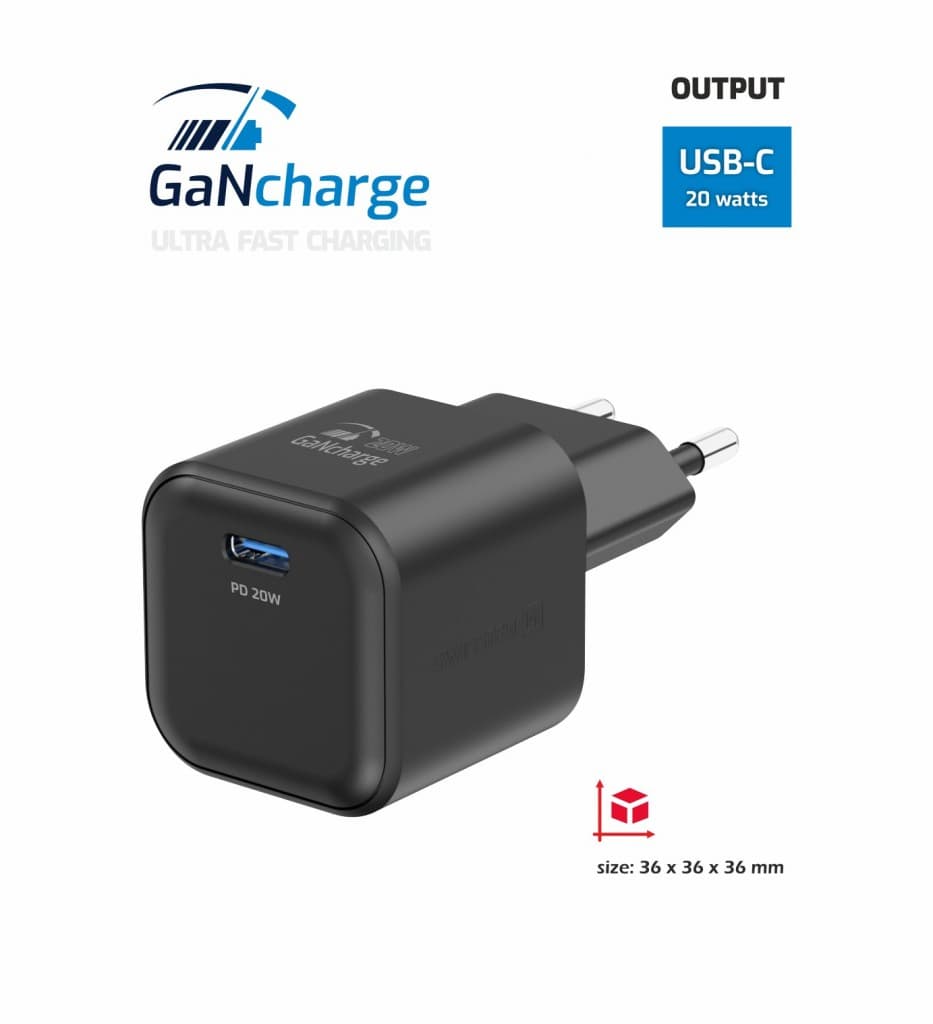 Adaptér Swissten Gan s funkcí rychlonabíjení 1x USB-C 20W černý - náhled 4