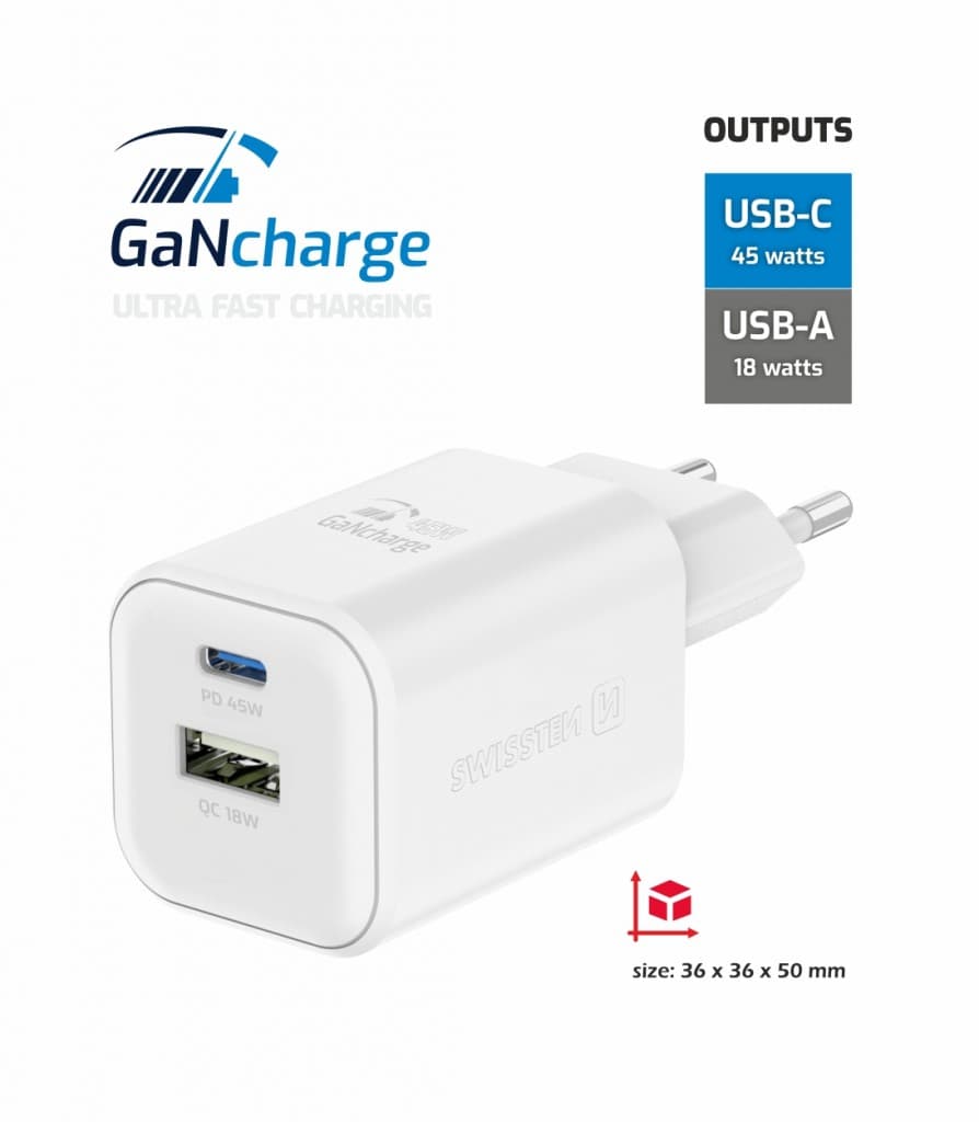 Adaptér Swissten s funkcí rychlonabíjení 45W Dual bílý - náhled 4