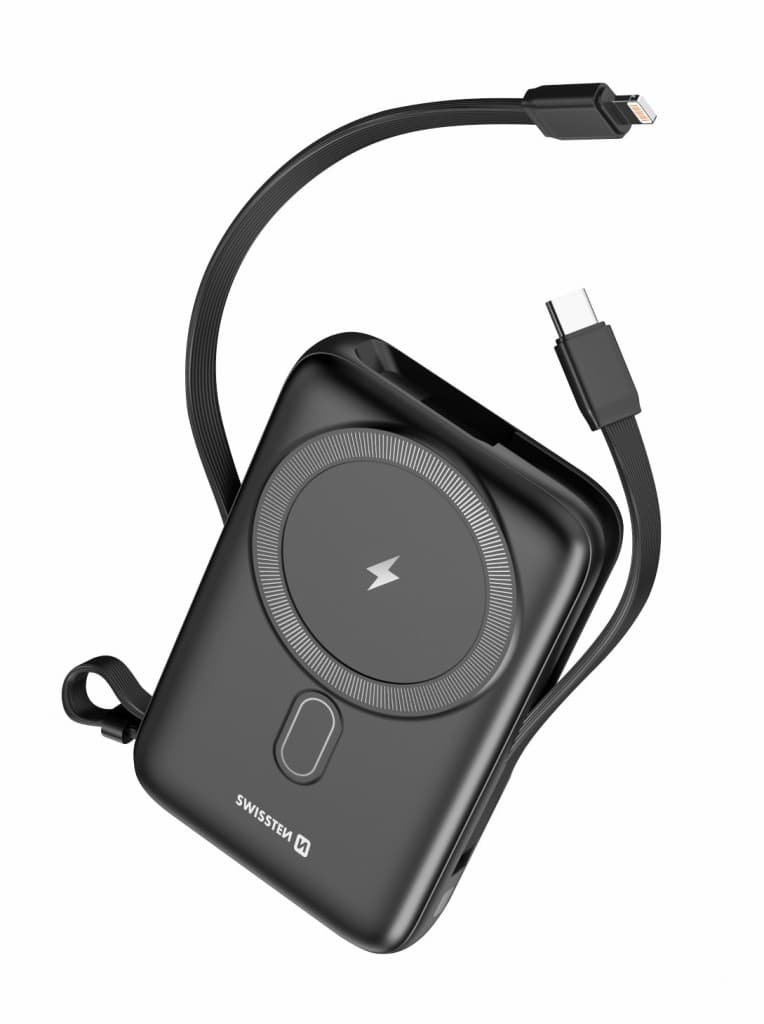 Powerbanka Swissten 10000 mAh s funkcí rychlonabíjení 20W s kabely USB-C a Lightning (kompatibilní s magsafe) - náhled 4