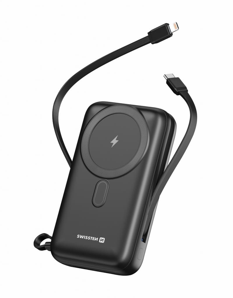 Powerbanka Swissten 20000 mAh s funkcí rychlonabíjení 20W s kabely USB-C a Lightning (kompatibilní s magsafe) - náhled 4
