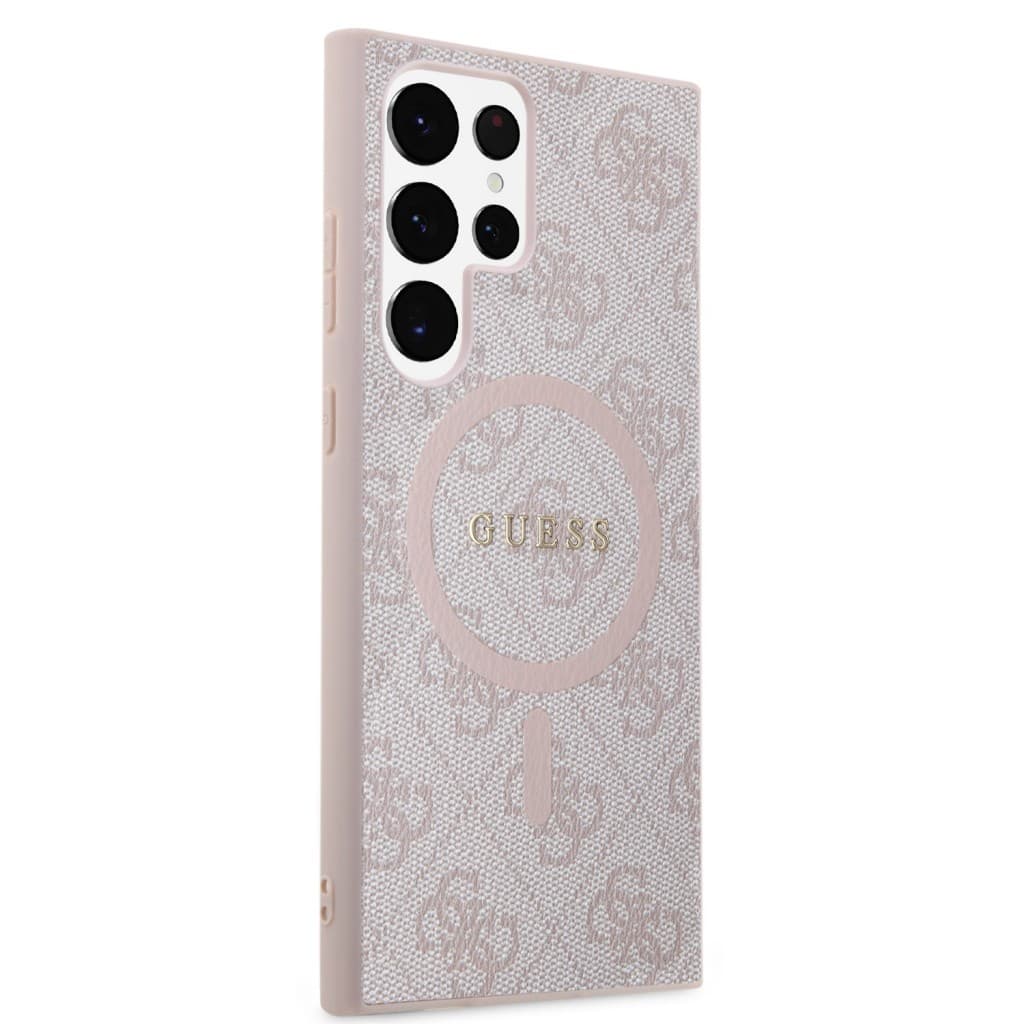 Guess PU Leather 4G Colored Ring MagSafe Zadní Kryt pro Samsung Galaxy S24 Ultra Pink - náhled 4