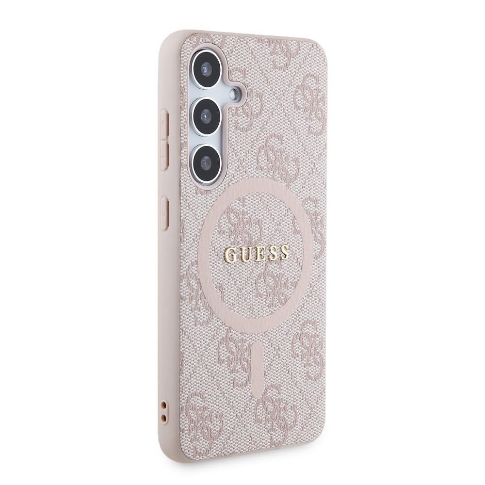 Guess PU Leather 4G Colored Ring MagSafe Zadní Kryt pro Samsung Galaxy S24 Pink - náhled 4