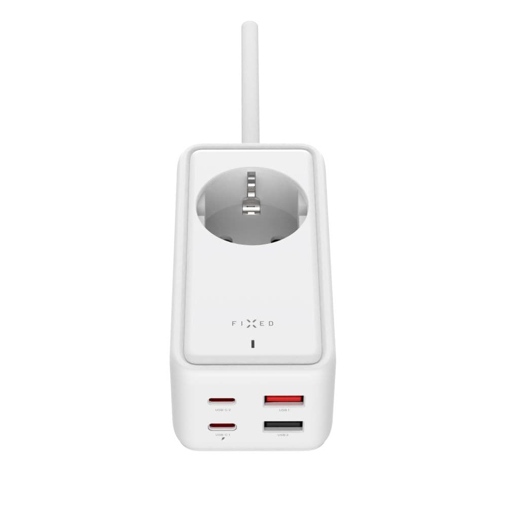 Síťový prodlužovací adaptér FIXED Charging Strip s 2x USB-C a 2x USB, GaN III, 3m, PD 65W, bílý - náhled 4