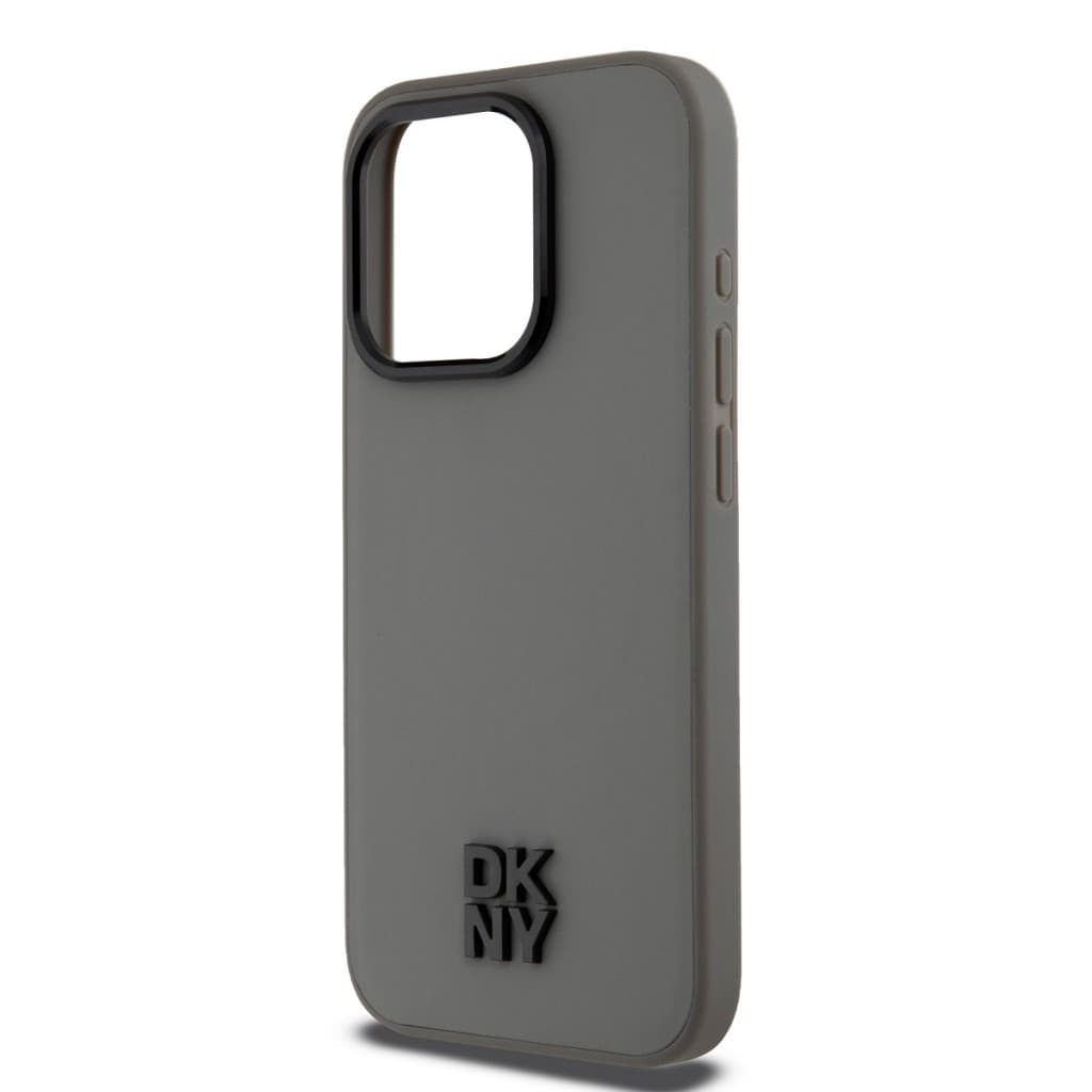 Zadní Kryt DKNY PU Leather Stack Logo Magsafe pro iPhone 15 Pro šedý - náhled 4