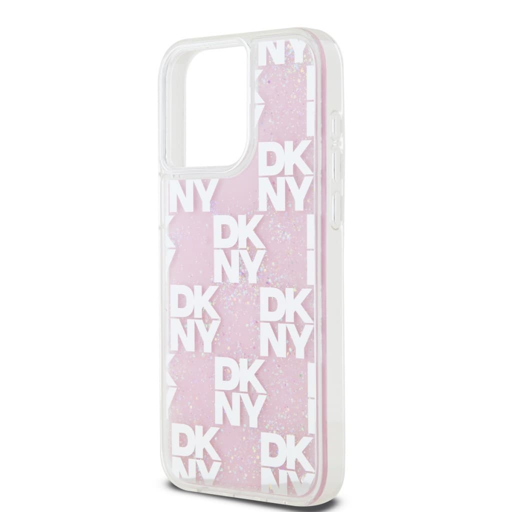 Zadní Kryt DKNY Liquid Glitter Checkered Pattern na iPhone 15 Pro Max Pink - náhled 4