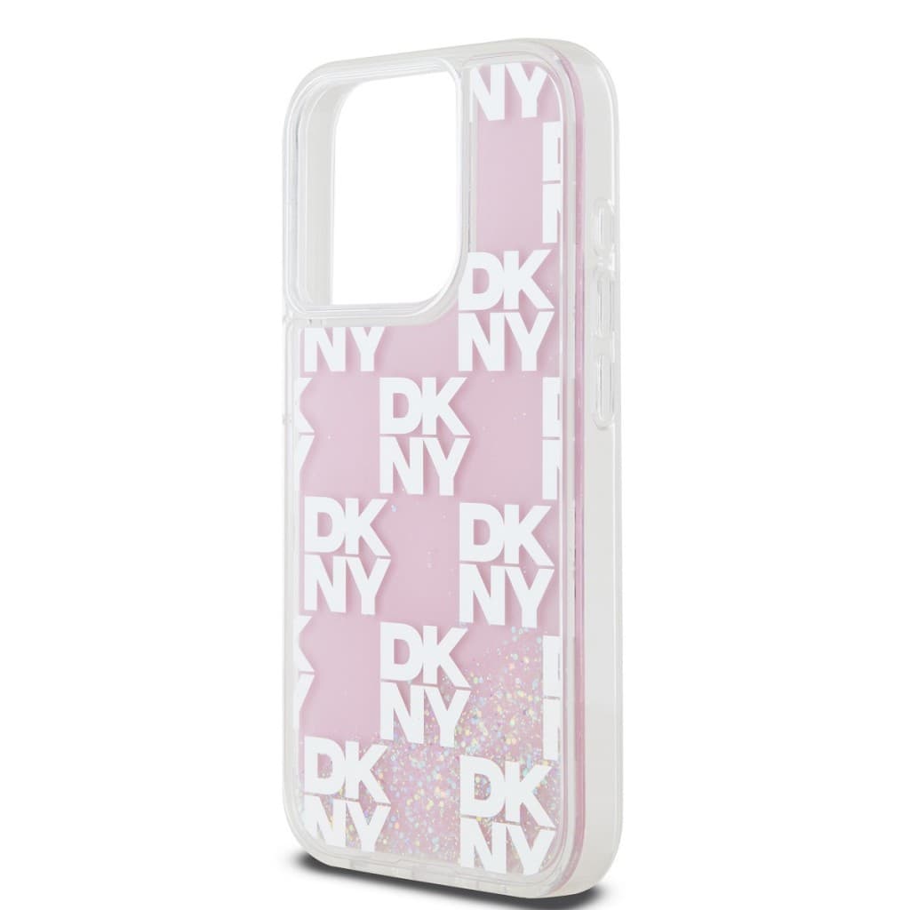 Zadní Kryt DKNY Liquid Glitter Checkered Pattern pro iPhone 15 Pro růžový - náhled 4