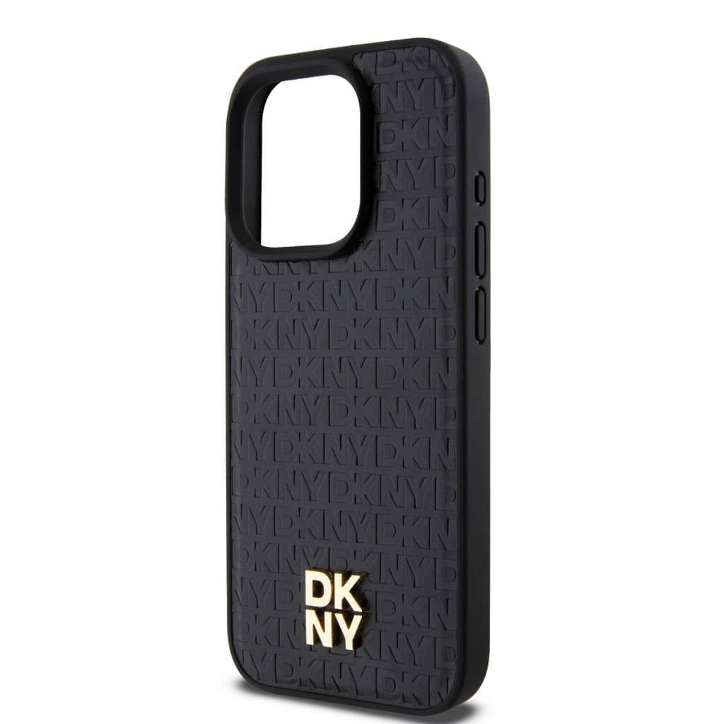 Zadní Kryt DKNY PU Leather Repeat Pattern Stack Logo Magsafe pro iPhone 15 Pro Max černý - náhled 4