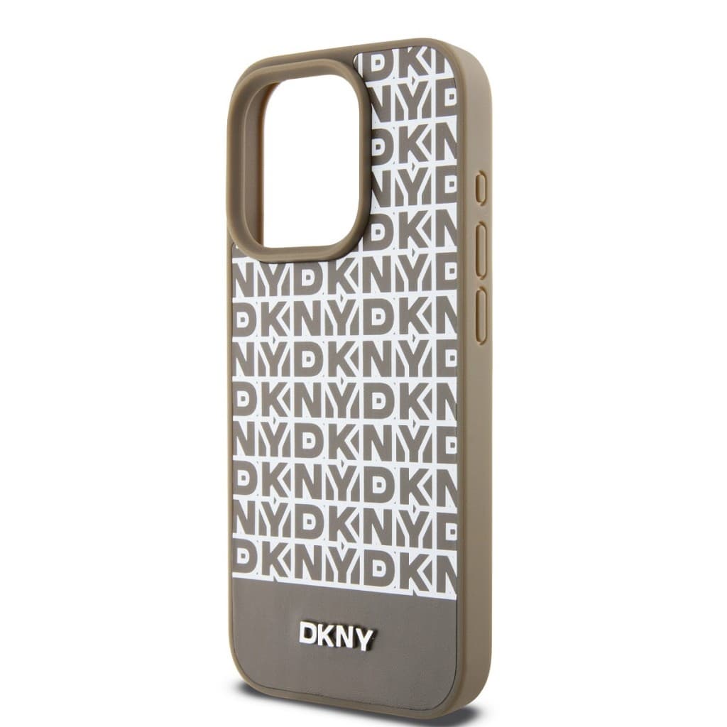 Zadní Kryt DKNY PU Leather Repeat Pattern Bottom Stripe pro iPhone 15 Pro Max hnědý - náhled 4