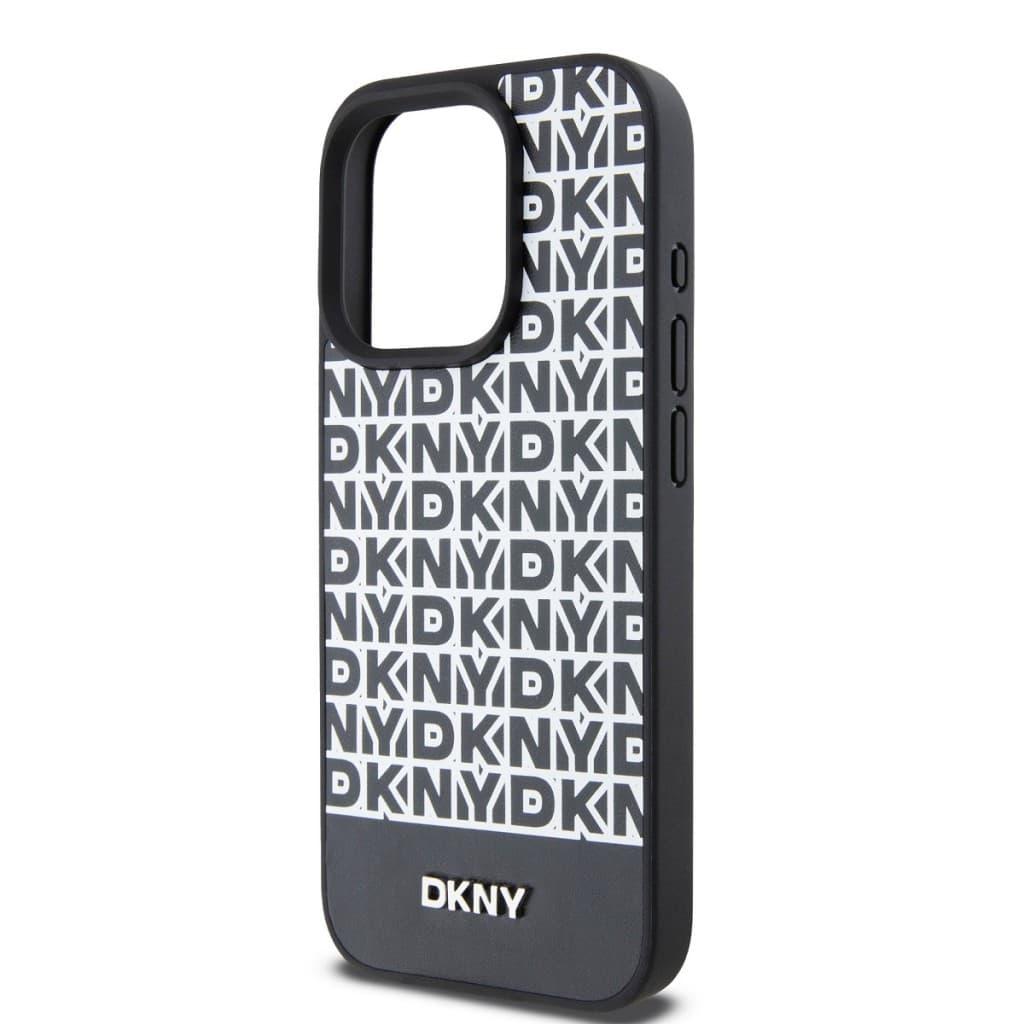 Zadní Kryt DKNY PU Leather Repeat Pattern Bottom Stripe pro iPhone 14 Pro černý - náhled 4