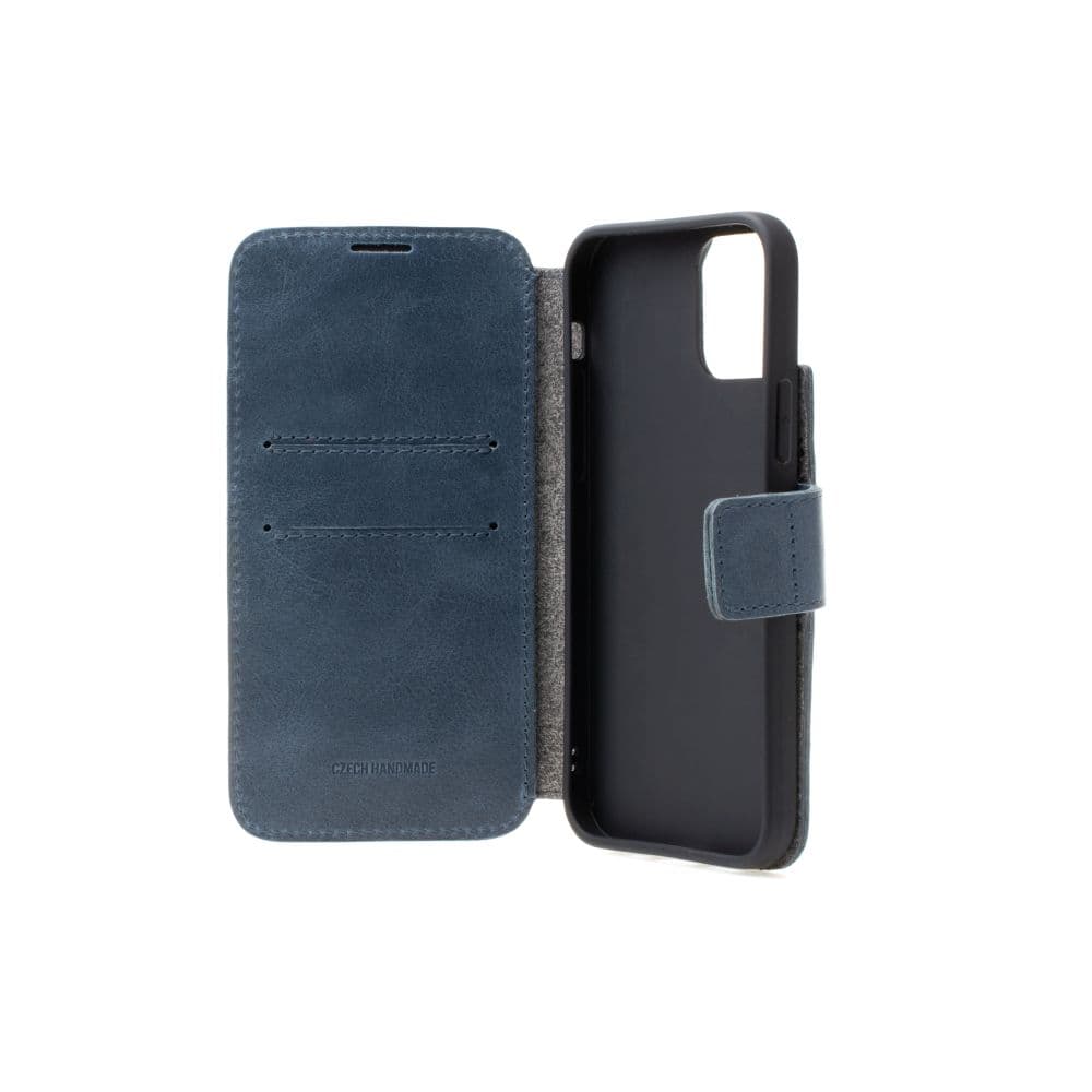 Kožené pouzdro typu kniha FIXED ProFit pro Apple iPhone 16, modré - náhled 4