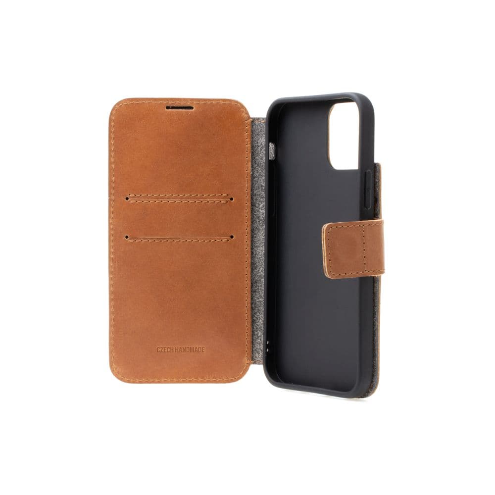Kožené pouzdro typu kniha FIXED ProFit pro Apple iPhone 16, hnědé - náhled 4