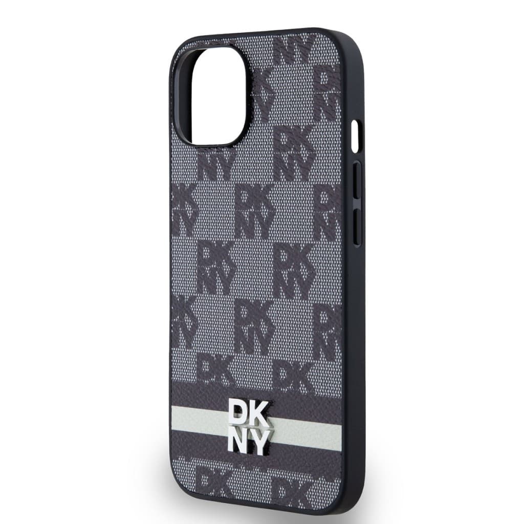 Zadní Kryt DKNY PU Leather Checkered Pattern and Stripe na iPhone 13 Black - náhled 4