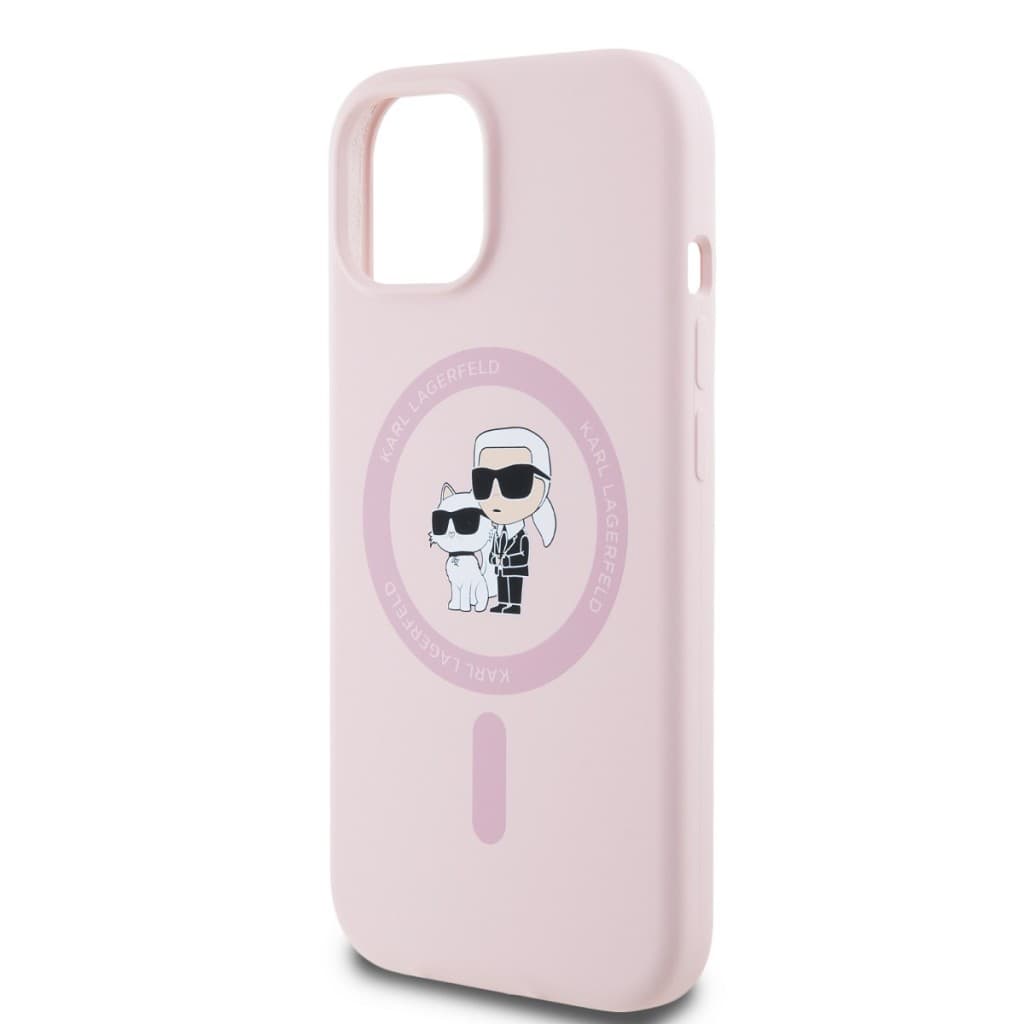 Karl Lagerfeld Liquid Silicone Karl and Choupette Magsafe Zadní Kryt pro iPhone 15 Pink - náhled 4