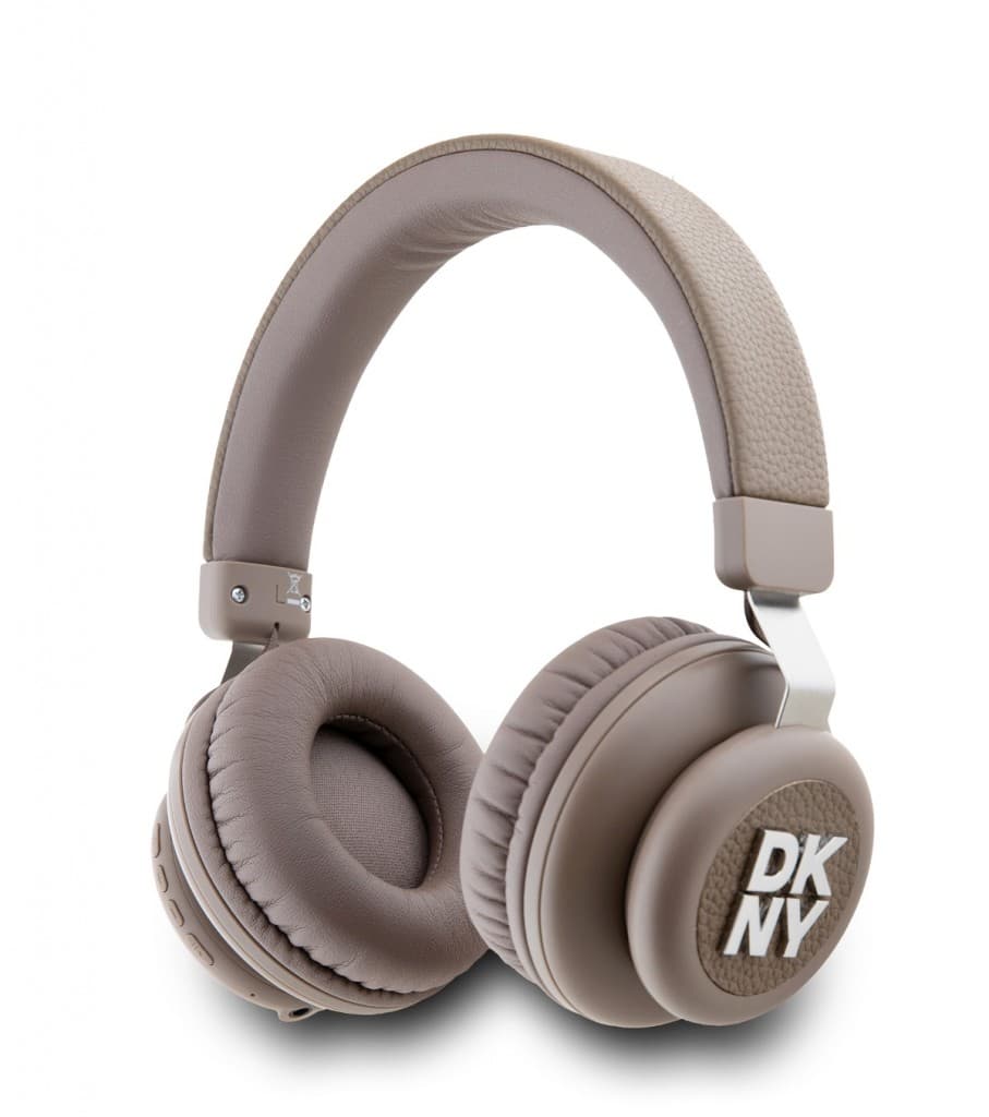Sluchátka DKNY PU Leather Checkered Pattern Bluetooth Stereo Headphone Biege - náhled 4