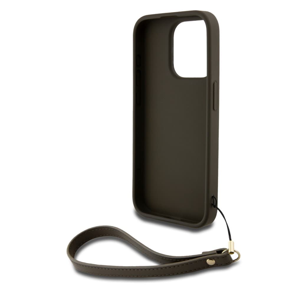 Zadní Kryt DKNY PU Leather Stack Logo Wrist Strap pro iPhone 14 Pro zelený - náhled 4