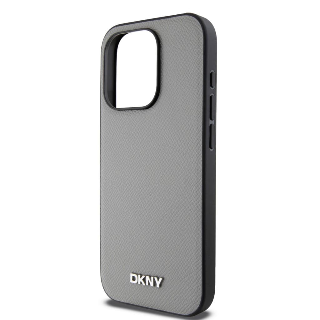 Zadní Kryt DKNY PU Leather Silver Metal Logo Magsafe pro iPhone 14 Pro Grey - náhled 4