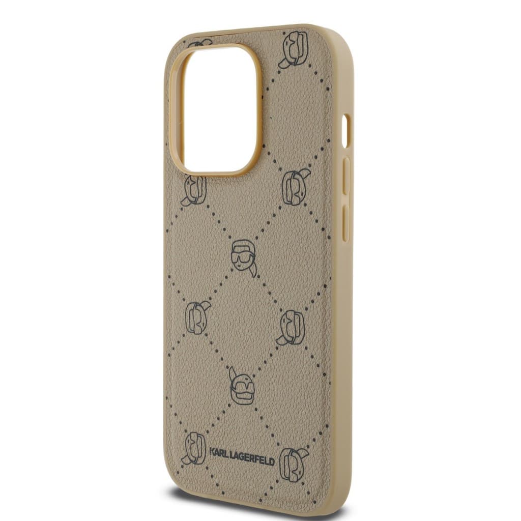 Karl Lagerfeld PU Karl Heads Pattern Magsafe Zadní Kryt pro iPhone 14 Pro Max Beige - náhled 4