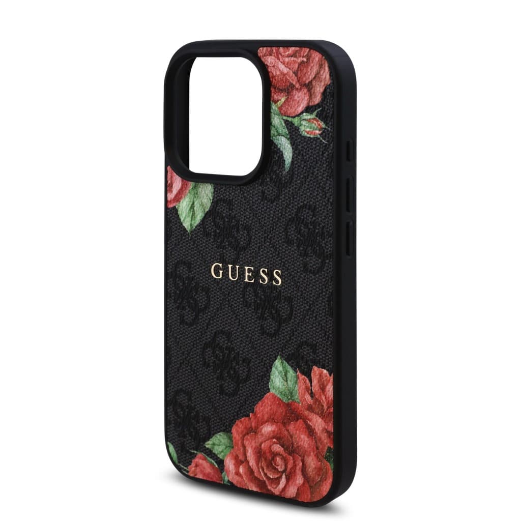 Zadní kryt Guess PU Leather 4G Roses MagSafe pro iPhone 16 Pro Black - náhled 5