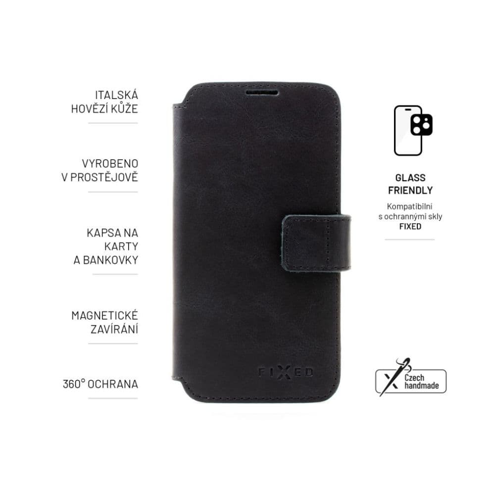Kožené pouzdro typu kniha FIXED ProFit pro Samsung Galaxy S25+, černé - náhled 5