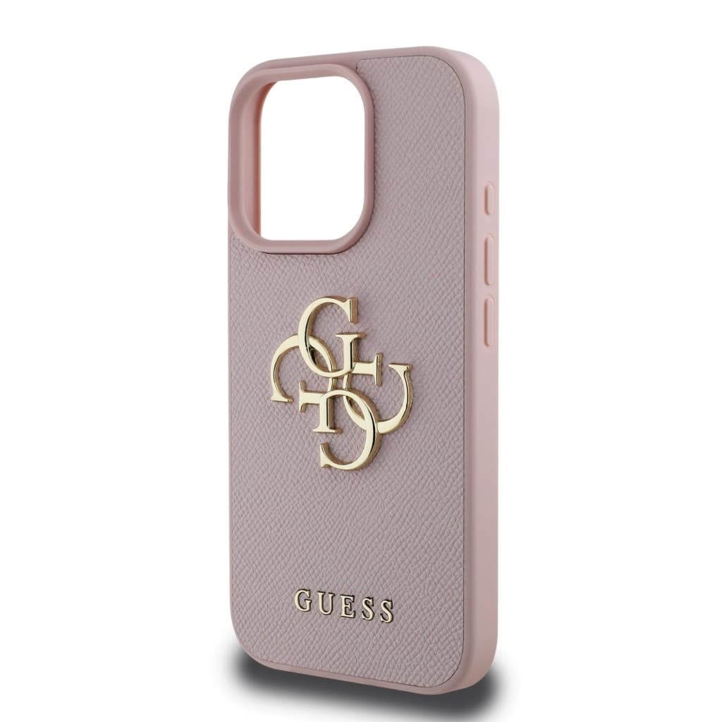 Zadní kryt Guess PU Grained 4G Metal Logo  pro iPhone 15 Pro Max Pink - náhled 5