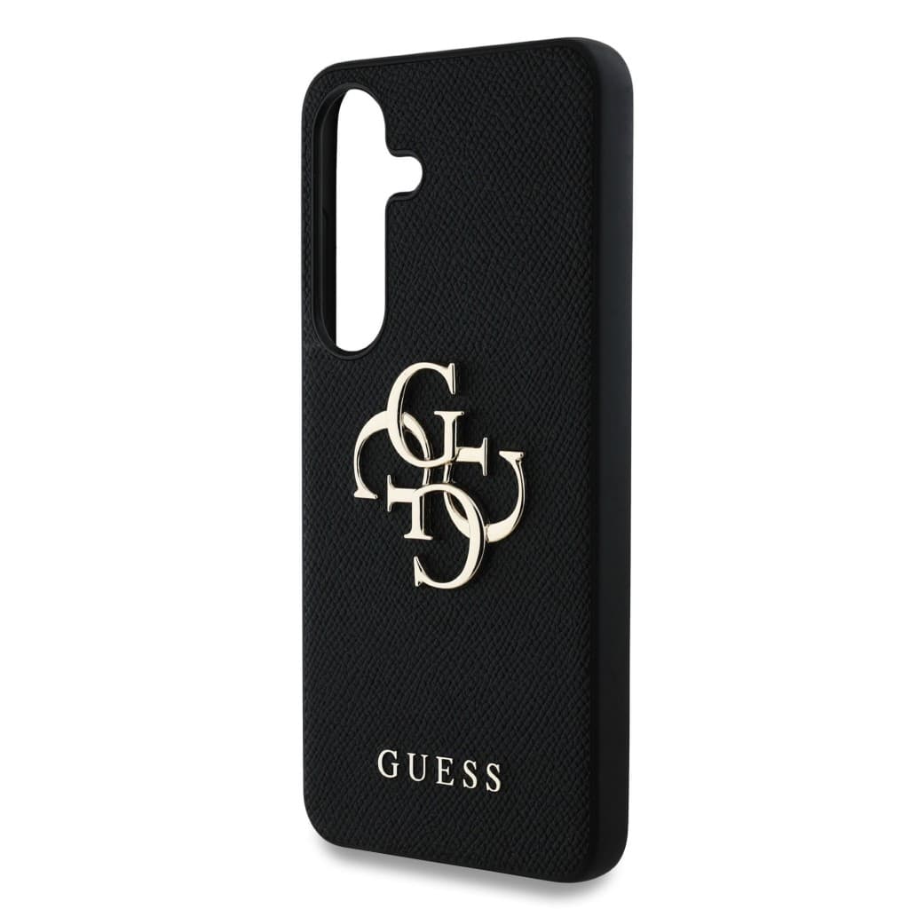 Zadní kryt Guess PU Grained 4G Metal Logo pro Samsung Galaxy S25 Black - náhled 5
