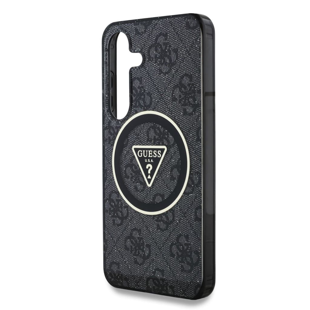 Zadní kryt Guess IML 4G Glitter and Triangle Logo MagSafe pro Samsung Galaxy S25 Black - náhled 5