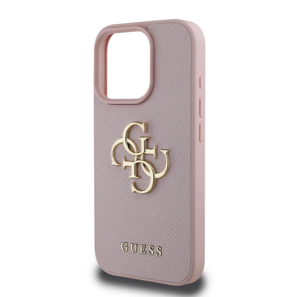 Zadní kryt Guess PU Grained 4G Metal Logo pro iPhone 15 Pro Pink - náhled 5