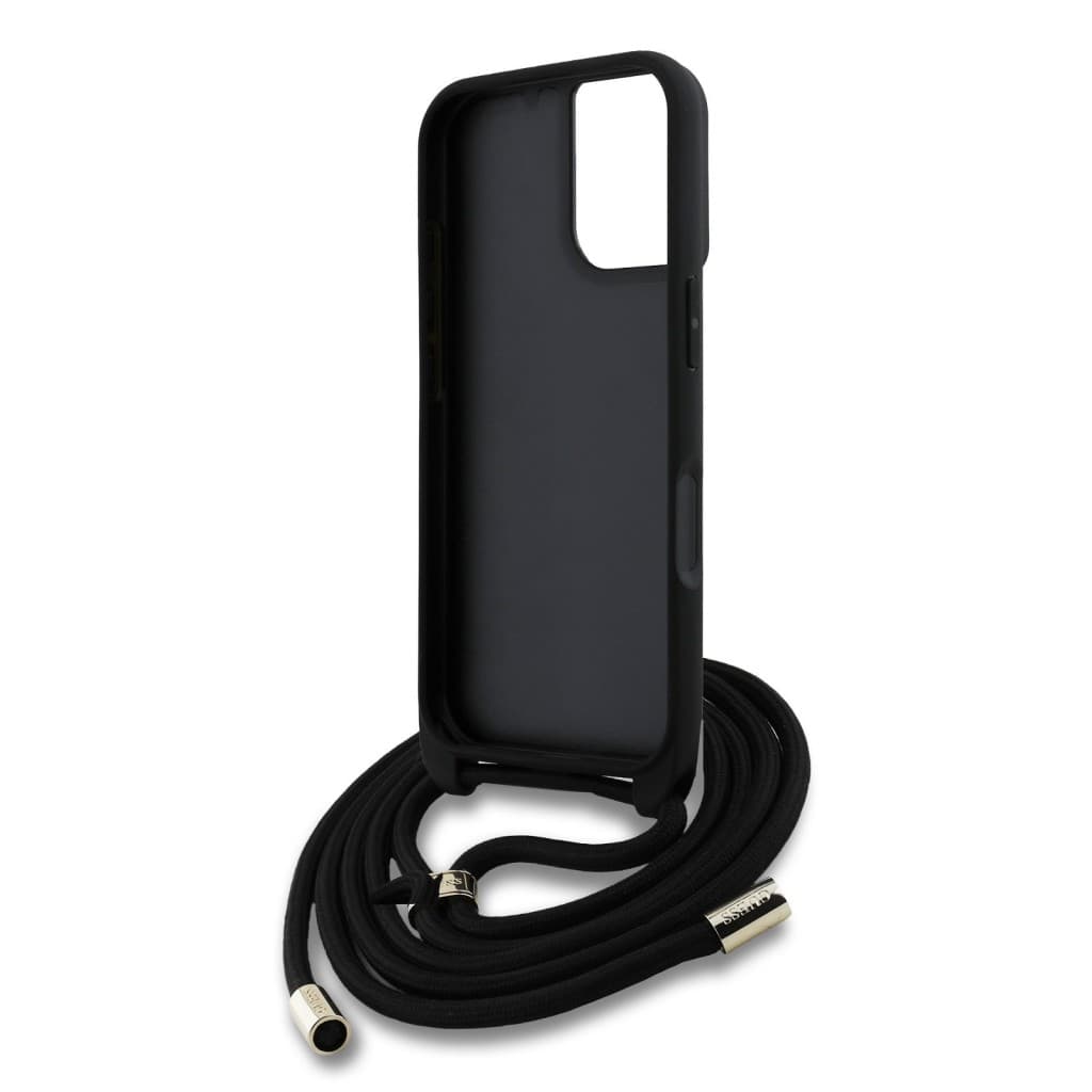 Zadní kryt Guess PU 4G Metal Logo Crossbody Popruh pro iPhone 16 Black - náhled 5