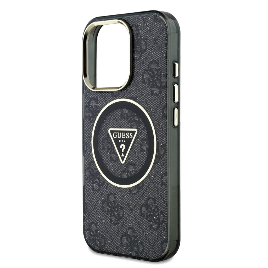 Zadní kryt Guess IML 4G Glitter and Triangle Logo MagSafe pro iPhone 16 Pro Max Black - náhled 5