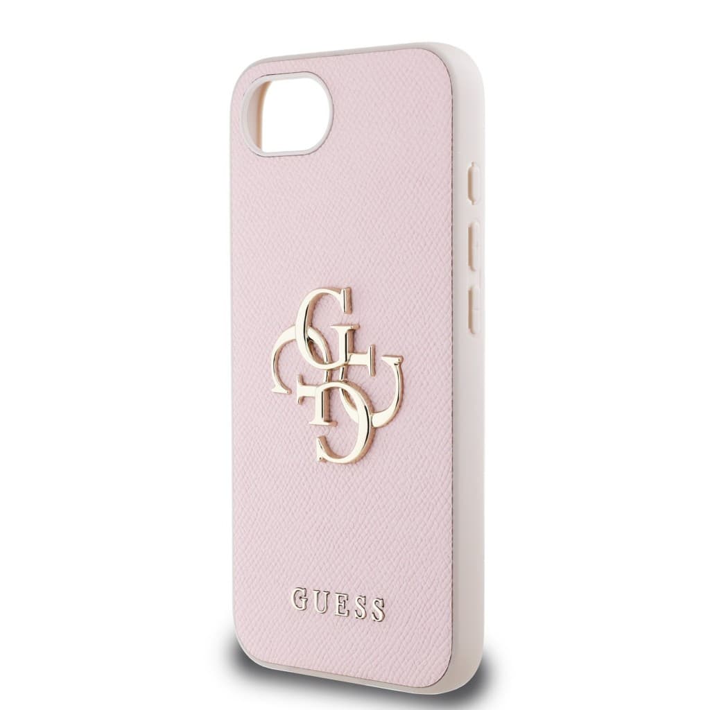 Zadní kryt Guess PU Grained 4G Metal Logo pro iPhone 16e Pink - náhled 5