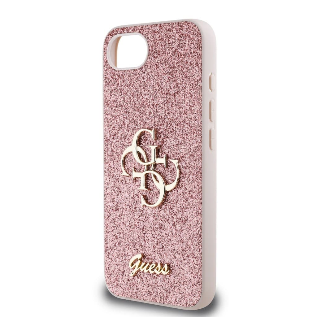 Zadní kryt Guess PU Fixed Glitter 4G Metal Logo pro iPhone 16e Pink - náhled 5