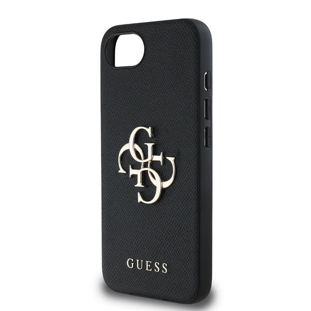 Zadní kryt Guess PU Grained 4G Metal Logo pro iPhone 16e Black - náhled 5