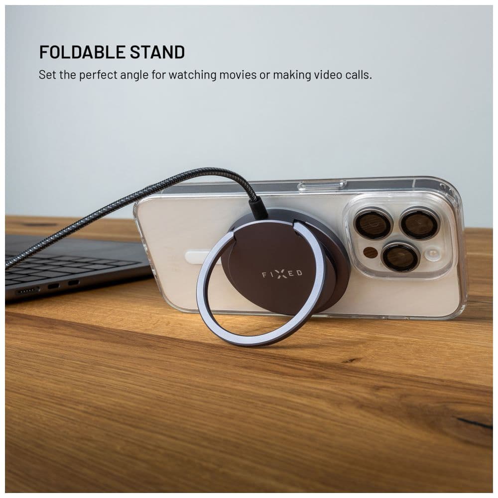 Bezdrátová nabíječka FIXED MagPad Pro s Qi2, podporou MagSafe a stojánkem, 15W, šedá - náhled 5