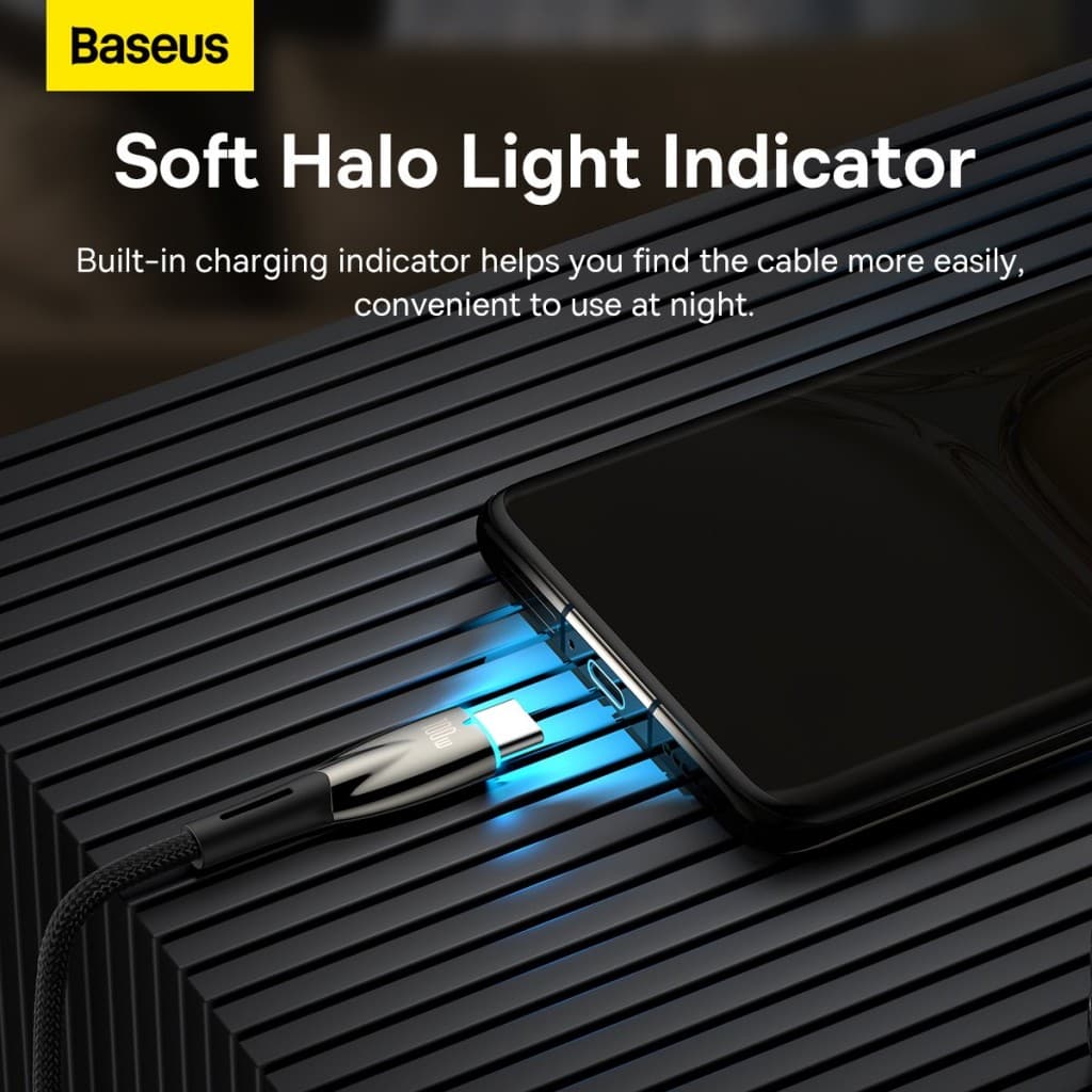 Datový kabel Baseus Glimmer Series Fast Charging USB-A - USB-C 100W 1m Black - náhled 5