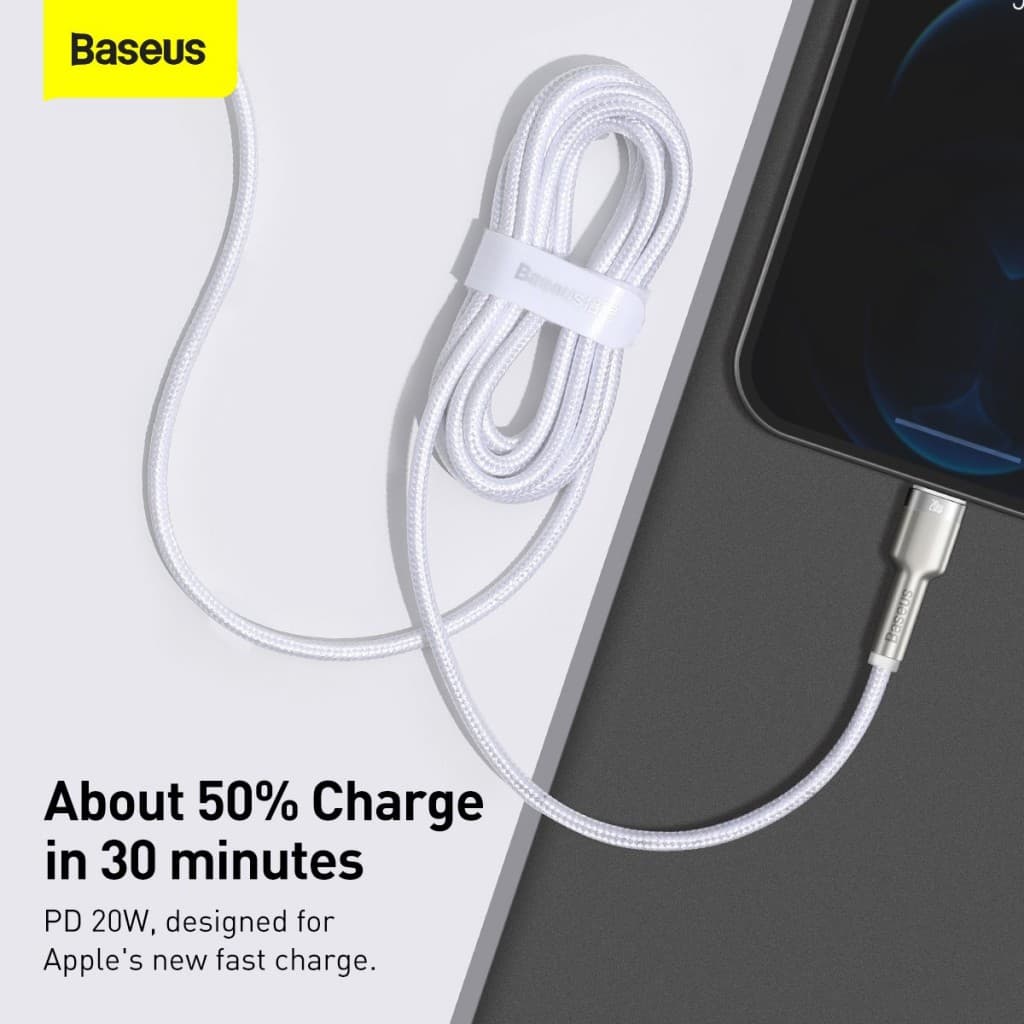 Datový kabel Baseus Cafule Metal Series USB-C - Lightning 20W 2m White - náhled 5
