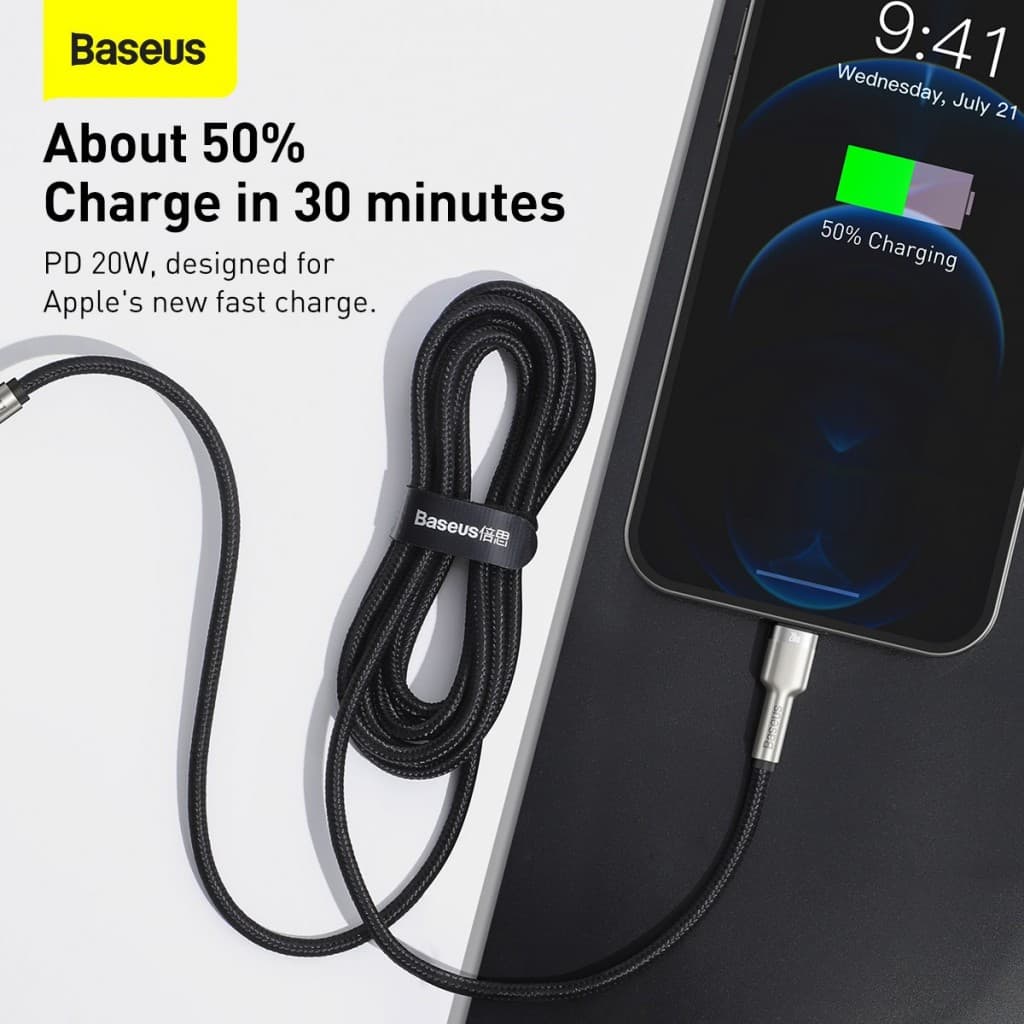 Datový kabel Baseus Cafule Metal Series USB-C - Lightning 20W 2m Black - náhled 5
