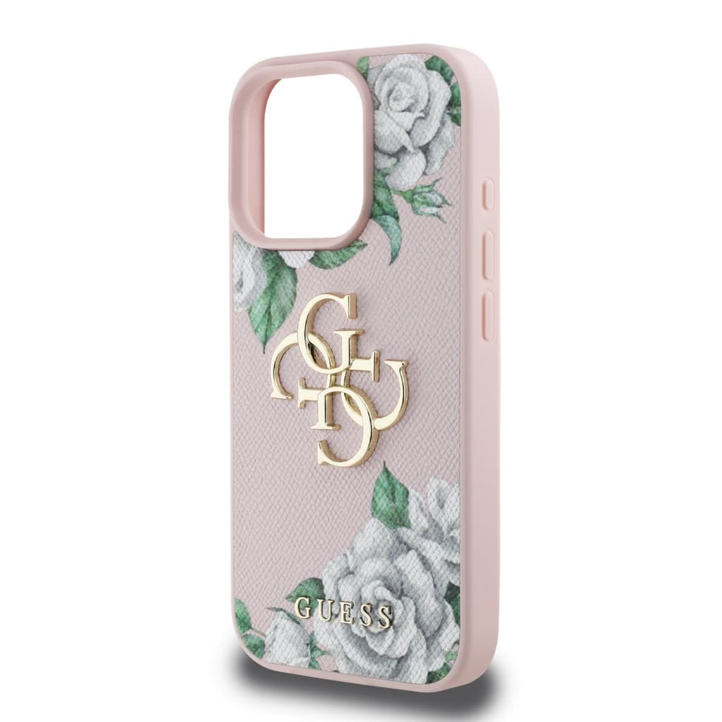 Zadní kryt Guess PU Grained Roses 4G Metal Logo pro iPhone 16 Pro Pink - náhled 5
