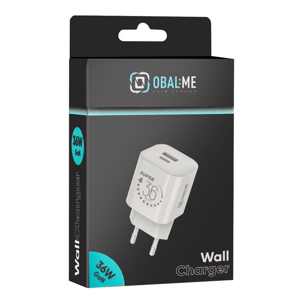 Adaptér OBAL:ME GaN USB-A + USB-C 36W White - náhled 5