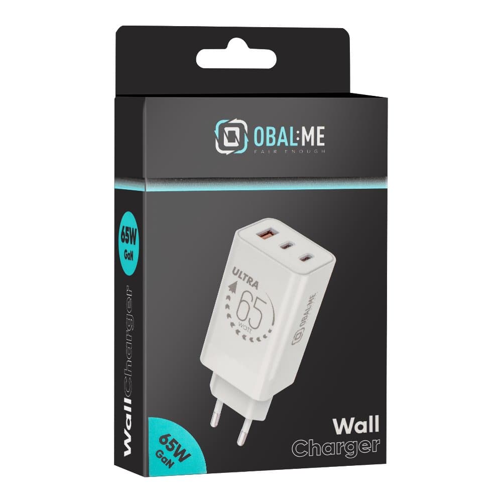 Adaptér OBAL:ME GaN USB-A + 2xUSB-C 65W White - náhled 5