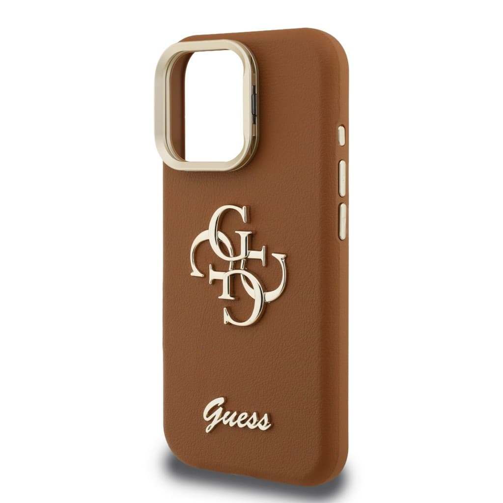 Zadní kryt Guess PU Grained 4G Logo Stand Camera Frame pro iPhone 15 Pro Max Brown - náhled 5